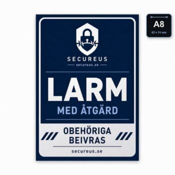 Larmskylt Secureus Blue | Självhäftande Aluminium<span> - </span>A8 – 52 × 74 mm